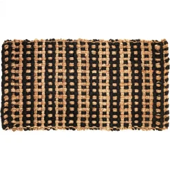 Doria tappeto bagno in juta colore naturale e nero finitura artigianale 60x110 cm