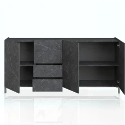 Eddy black marble madia grande finitura marmo nero opaco cm. h.84 l.174 p.40 made in italy