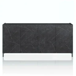 Eddy black marble madia grande finitura marmo nero opaco cm. h.84 l.174 p.40 made in italy