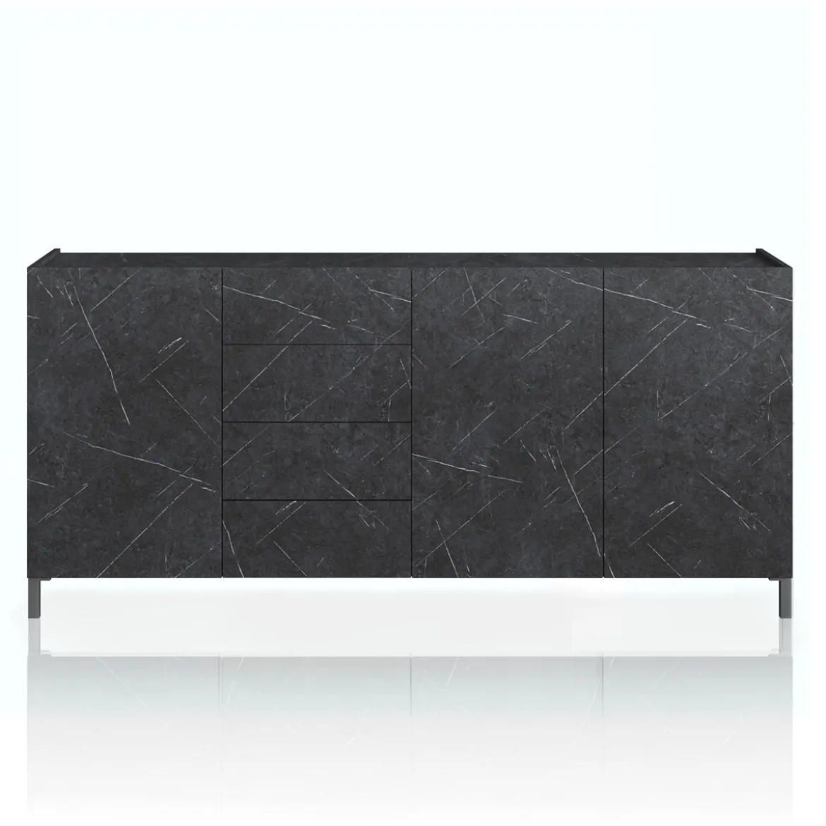 Eddy black marble madia grande finitura marmo nero opaco cm. h.84 l.174 p.40 made in italy