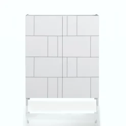 Eddy random mobile alto 4 ante serigrafate laccato bianco lucido 90x35xh110 cm