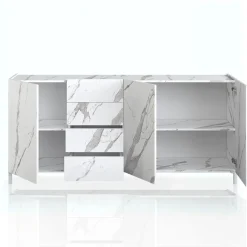 Eddy white marble madia grande finitura marmo bianco calacatta opaco cm. h.84 l.174 p.40 made in italy