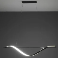 Elika lampadario led in alluminio nero opaco cavo regolabile 100x25 h16 cm