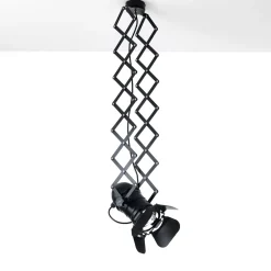 Extension black lampadario in alluminio nero opaco struttura estensibile e faro direzionale d12x22 cm