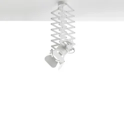 Extension white lampadario a pantografo in alluminio bianco opaco struttura estensibile e faro direzionale d12x22 cm