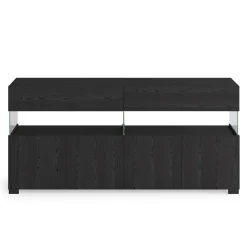Float black wood madia 4 ante 2 cassetti finitura rovere nero e vetro 172x40xh81 cm