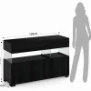 Float black wood madia 3 ante 2 cassetti finitura rovere nero e vetro 129x40xh81 cm