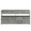 Float marble madia 4 ante 2 cassetti finitura marmo grigio antracite opaco e vetro 172x40xh81 cm