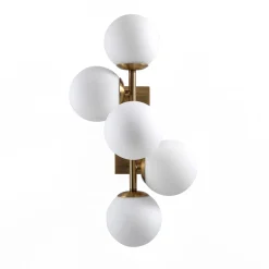 Galaxy lampadario / applique in metallo verniciato ottone opaco con sfere in vetro bianco opaco 50x27 h24 cm