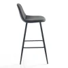 Gale grey sgabello in tessuto effetto velluto grigio invecchiato e pelle sintetica nera metallo nero opaco 42x50xh100 cm