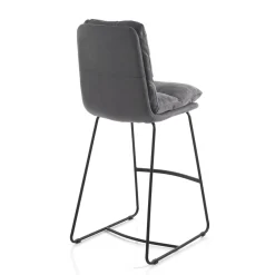 Gana sgabello imbottito madison in microfibra effetto velluto grigio e acciaio nero opaco h110 cm