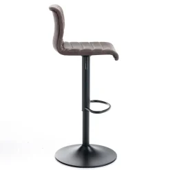 Garbo brown sgabello da bar in pelle sintetica marrone e acciaio nero cm h86/106 l40 p48