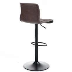 Garbo brown sgabello da bar in pelle sintetica marrone e acciaio nero cm h86/106 l40 p48