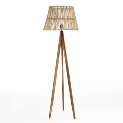 Gauri lampada da terra in teak e rattan d52xh168 cm