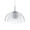 Genny lampadario in pvc trasparente con sfera in vetro satinato bianco filo regolabile d37 h24 cm