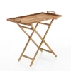 Girija tavolino ripiegabile con vassoio rimuovibile in teak e rattan 76x45xh69 cm