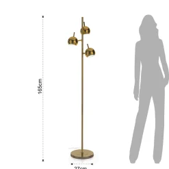 Globe brass lampada da terra in acciaio finitura ottone cm d27 h165