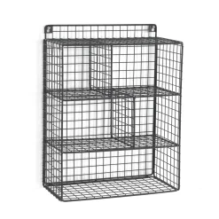 Grid organizer da parete 5 scomparti in acciaio nero opaco 30x15xh40 cm