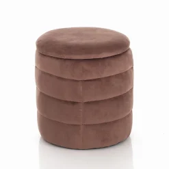 Gum powder pink pouf imbottito contenitore in microfibra effetto velluto rosa cipria d35xh40 cm