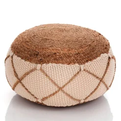 Haja pouf rotondo in juta cotone e sintetico d50xh25 cm
