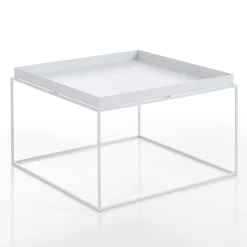 Hannah-c tavolino da interno / esterno in acciaio vernice da esterno colore bianco opaco 60x60 h40 cm