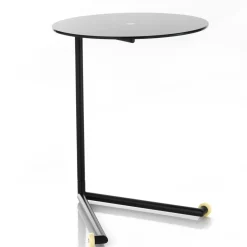 Hardy black tavolino con ruote in metallo verniciato nero opaco piano in vetro nero 51x46x h62 cm
