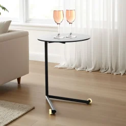 Hardy black tavolino con ruote in metallo verniciato nero opaco piano in vetro nero 51x46x h62 cm
