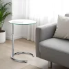 Hardy evo tavolino in acciaio cromato e vetro temprato altezza regolabile 46x46xh45-65 cm