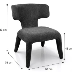 Herd Antracite poltrona Imbottita tessuto antracite effetto melange completamente rivestita h80 l67 p75
