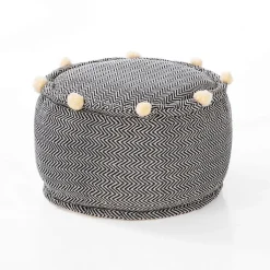 Hip pouf rotondo colore grigio cotone 100% made in india d50 h30 cm