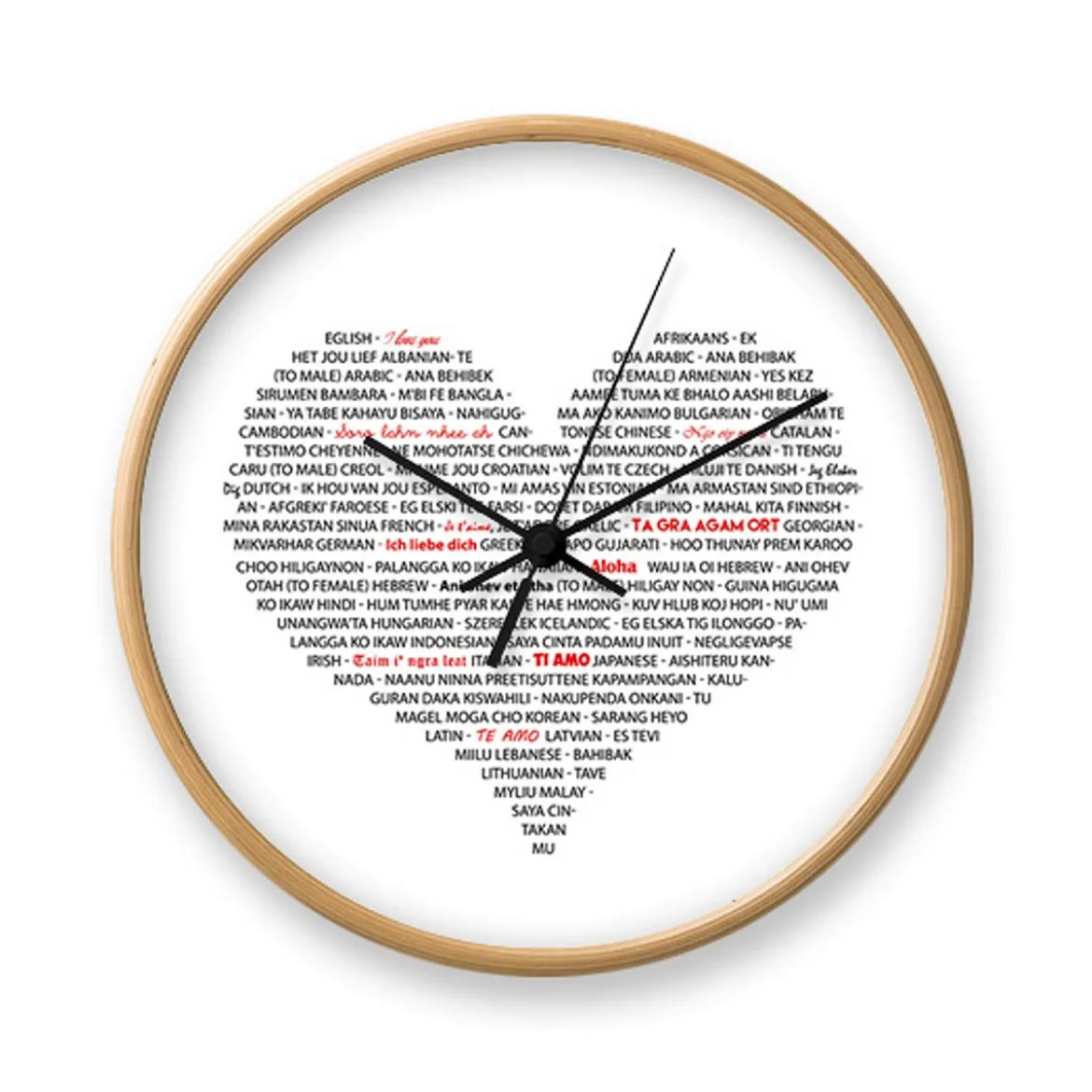 I love you orologio da parete cornice in legno finitura rovere d31 5 p5 cm