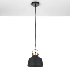 Industrial b lampadario officina in acciaio nero e oro opaco d25xh25 cm