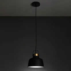 Industrial b lampadario officina in acciaio nero e oro opaco d25xh25 cm