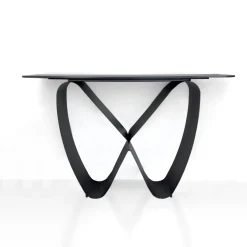 Infinity Black Marble Consolle ceramica marmo nero opaco basamento metallo grigio opaco h80 p40 l130