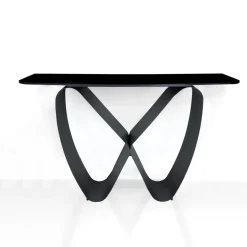 Infinity Black Marble Consolle ceramica marmo nero opaco basamento metallo grigio opaco h80 p40 l130