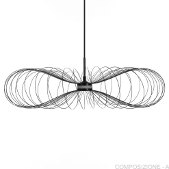 Infinity lampadario led in fili di metallo verniciato nero lucido filo regolabile d70 h17 cm