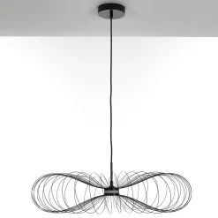 Infinity lampadario led in fili di metallo verniciato nero lucido filo regolabile d70 h17 cm
