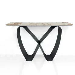 Infinity Onice Marble Consolle ceramica marmo onice lucido basamento metallo grigio opaco h80 p40 l130