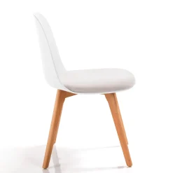 Jade wood white sedia con gambe in rovere e scocca bianca imbottita in velluto écru h78 l46 p52 cm
