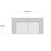 Julia-a divano 2 posti in rattan sbiancato rivestimento 100% cotone grigio chiaro 160x80xh70 cm