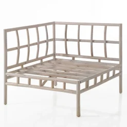 Julia-a divano 2 posti in rattan sbiancato rivestimento 100% cotone grigio chiaro 160x80xh70 cm