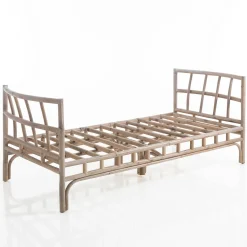 Julia-d divano 2 posti in rattan sbiancato rivestimento 100% cotone patchwork 182x80xh50 cm