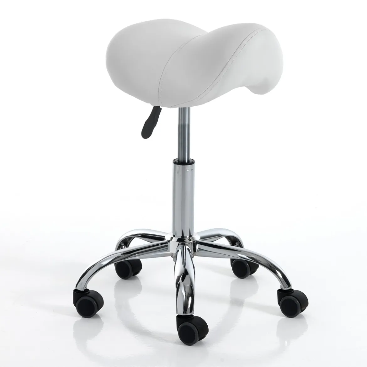 Kaio white sgabello per scrittoio in pelle sintetica bianca e metallo cromato 37x36xh50-66 cm