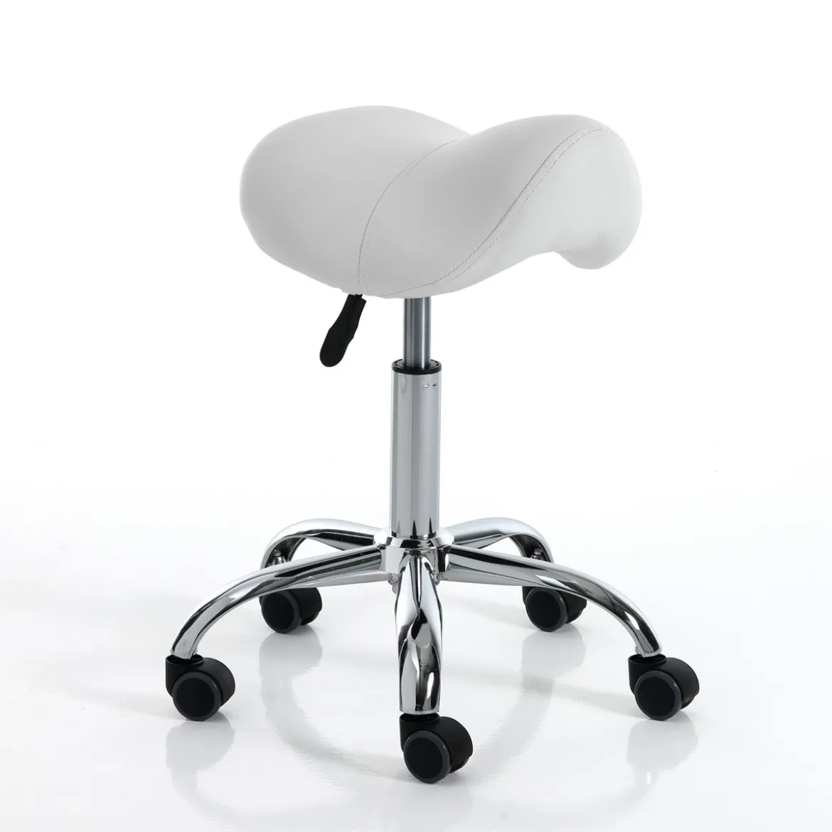 Kaio white sgabello per scrittoio in pelle sintetica bianca e metallo cromato 37x36xh50-66 cm