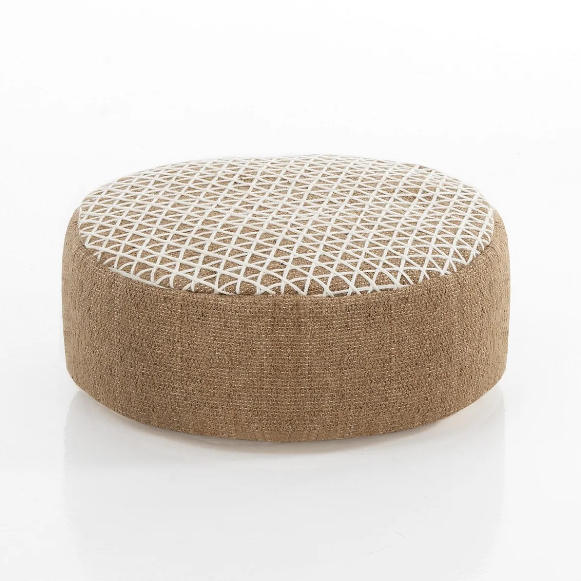 Karlo pouf rotondo cotone 100% colore naturale cm d45 h15
