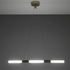 Katana lampadario led in vetro e acciaio oro opaco cn filo elettrico regolabile d3.2x92 cm
