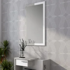 Kiara cement mobile ingresso essen cement 2 cassetti e specchio h100 cm finitura cemento e larice bianco 83x29xh90 cm
