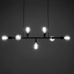 Kiara lampadario in metallo nero opaco filo elettrico regolabile 92x9 h9 cm