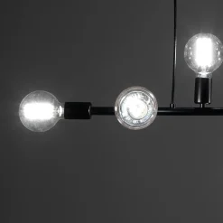 Kiara lampadario in metallo nero opaco filo elettrico regolabile 92x9 h9 cm