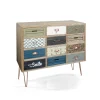 Kijo cassettiera in abete decorato con 12 cassetti colorati cm h95 l113 p40